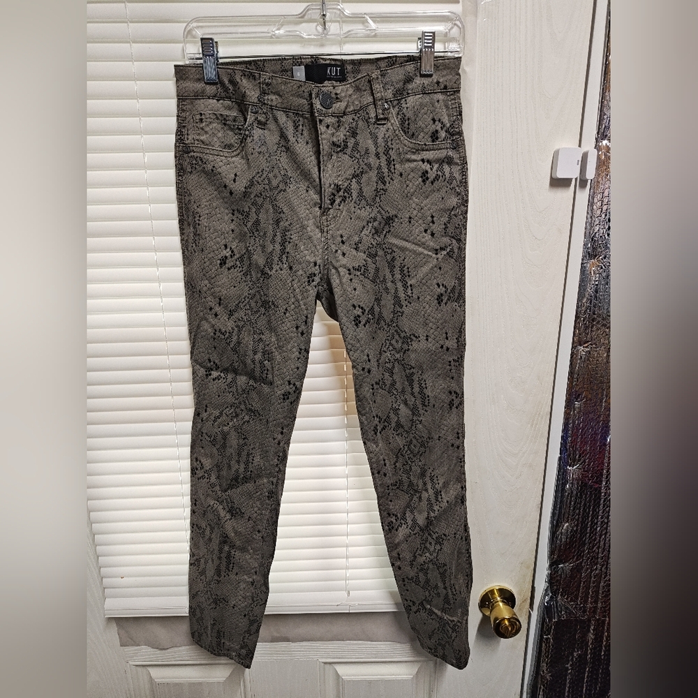 Kut from the Kloth Donna High-Rise Skinny Ankle Snakeskin Jeans